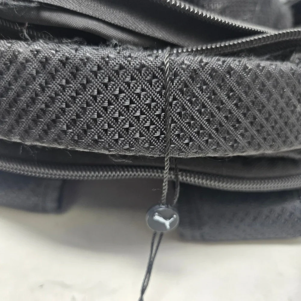 Puma‎ Black Backpack Silver Cat Logo Multi Pocket School Gym Travel Bag